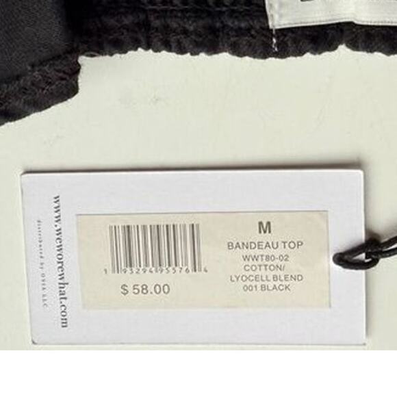 NWT WeWoreWhat Smocked Bandeau Top Sleeveless Zip Hook Eye‎ Back Closure M Black - Picture 13 of 16